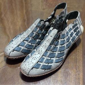 Rieker Antistress Sina Slingback Woven Leather Heeled Shoe Women US 6 Comfort